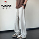 Pantalones de pájaros carpinteros para hombres en verano Seda de seda delgada de pantalones casuales rectos sueltos para niños Sports de margen de moda pantalones de patas abiertas 6636 gris XL alrededor de 125-145Jin [Jin equivale a 0.5 kg]
