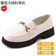 Satchi Light Luxury Loafer Schuhe echtes Leder aus der Britin Britisch -Low Heel Single -Schuhe weicher Leder Soft Sohle faule Schuhe Dicke Sohle kleine Größe Frauenschuhe große Größe von Schwarz W23YA3882BQ 31
