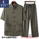 Specht Tang Anzug Herreneis Seide kurzärmeliger Anzug Sommerkleidung mittleren Alters und älterer Großvater Hanfu Dad Chinesischer Stil Herrenübung Kleidung hellgrau [Anzug] 2xl 42 (Empfohlen 160-175 Jin [Jin gleich 0,5 kg])