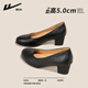 Pull back black work shoes for women, standing for a long time at work, not tired, thick heels, small leather shoes for interviews, French high heels, black 38