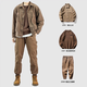 An Chuxia American sports suit men's spring and autumn men's heavy retro hunting jacket three-piece casual workwear set three-piece set brown jacket + coffee sweater + khaki pants XL