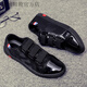 Canvas-Schuhe für Männer mit einem Fuß, faule Männerschuhe koreanische lässige schwarze Stoffschuhe ohne Schnür-up trendige Schuhe 9926 Helles Leder schwarz 39
