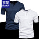 ROMON round neck t-shirt men's henley shirt short-sleeved army green heavyweight American slim retro bottoming shirt small white t half-sleeved T-shirt navy blue M (weight 130-145Jin Jin equals 0.5 kg)