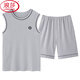 
LangSha middle-aged men's pure cotton pajamas summer thin vest sleeveless shorts daddy summer home clothing cotton plus size OMM-13657 2XL