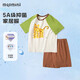 MQDMINI children's clothing children's pajamas girls home clothes summer short-sleeved shorts home clothes baby clothes cute printed green 110