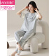 
Modal short-sleeved cotton pajamas women's suit summer trousers home clothes Korean style thin style can be worn on the outside of summer cartoon pajamas Y9719 L (recommended 95-115Jin [Jin equals 0.5 kg])