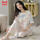 
Catman (MiiOW) pure cotton pajamas for women short-sleeved trousers in summer Korean style women round neck suit thin cotton outside home clothing RN9721# short-sleeved trousers pure cotton M (80-100Jin [Jin equals 0.5 kg])