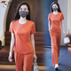 Woodpecker Fashion Sportswear Set for Women 2025 Summer New Fashionable and Fashionable Casual Age Reducing Professional Wide Leg Pants Two-piece Set Light and Coffee Color [Top + Pants] Set Thin M [Suggestions 80-95]