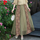 Pier Cardin summer new Chinese style oriental classical Chinese style jacquard slanted slanting temperament stand collar button top spliced ​​skirt suit 1043 green + 12161 brown L