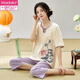 Modal Summer à manches courtes de nouveaux pyjamas chinois placés à la maison pantalon couchée et style mince peut être porté à l'extérieur en été. Style chinois des femmes Y9902 m (recommandé 75-95jin [Jin est égal à 0,5 kg]))