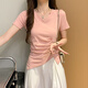 Coloque con cuello irregular negro de Yilan Camisa de manga corta de Yilan para mujeres en verano 2025 NUEVO estilo Slim Cody Cody Body Body (15847 Modelos) S_89-98Jin [Jin equivale a 0.5 kg]