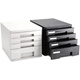 File de fichier de bureau Type de tiroir Classification et boîte de tri Boîte de rangement Armoire de rangement en plastique Armoire de rangement en plastique 9794 noir avec calque de verrouillage-4 [avec autocollant d'index]
