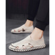 Steffie Love Sandalias Romanas para hombres 2025 Nuevo verano Drive Lazy Soft Soft Sole de cuero casual de cuero de moda Huecar Sandalias de cuero de doble propósito 9926 Color de trigo 39