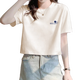 
Pierre cardin pure cotton shoulder short T-shirt for women 2025 new design short sleeves to make them look slim and high waist. Small shirt in KE-693 white this year's popular light luxury brand M