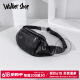 Walker Shop男士胸包真皮男腰包2025年新款休闲单肩斜挎包多功能大容量手机包 黑色