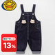 G.DUCKKIDS baby denim overalls for spring and autumn boys and girls thin open style cute children's style baby soft jeans blue girls letter 100 can be opened crotch