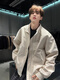 Shelley Jones American cleanfit silhouette short coat men's spring and autumn high-end outdoor stand collar flight coach jacket ivory white XL recommended 120-140Jin Jin equals 0.5 kg