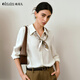 Olrain French simple top women's autumn new commuter white shirt with scarf off-white M