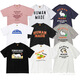Lee Kids Japanese Retro English Letters Cartoon Imprimé à manches courtes à manches courtes en bambou T-shirt en vrac 3890 noir M