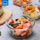 Lock Lock Glass Fresh Box Lunch Box Bento Box Separation Baby Food Bowl Office Worker Microwave Refrigerator [650mL] Round (White) LLG831