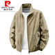 Pierre cardin 2025 new spring and autumn stand-up collar jacket for men thin jacket for men casual spring and autumn waterproof thin style knitted 9928 hooded-khaki M