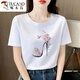 Woodpecker high-end combed pure cotton white short-sleeved T-shirt for women loose design and age-reducing niche summer clothing 2025 new top 6196 white high-quality pure cotton short M Recommended 80-105Jin [Jin equals 0.5 kg]