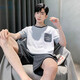 Yalu pijamas verano algodón puro algodón puro ropa de manga corta al estilo para hombres y adolescentes de verano estilo verano de gran tamaño hde-9928 l