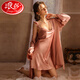 LangSha (LangSha) sexy pajamas for women pure desire ice silk spring and autumn suspender nightgown summer nightgown high-end 2025 new summer style 6629 two-piece set black M