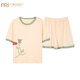 Modal pajamas women's summer thin Korean style cute large-size short-sleeved two-suit can be worn on the outside in summer spring and autumn home clothes off white GXT6636 picture color XL (recommended 115-130Jin [Jin equals 0.5 kg])