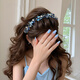 Kamalun (KAMALUN) high-end exquisite high-top headband for women heavy industry light luxury crystal hairpin blue rhinestone toothed fluffy headband hair hole light purple fluffy face small
