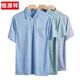 
Hengyuanxiang Middle-aged Ice Silk Short-sleeved T-shirt Men's Daddy's Lapel Casual T-shirt Middle-aged Thin POLO Shirt Summer Clothes T Ice Silk-9923 Blue Real Pocket M 48/165
