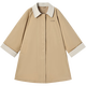 YEEHOO children's windbreaker girls' coat autumn coat mid-length pure cotton Korean style British style over-the-knee top medium-large children's clothing khaki pure cotton fabric 140