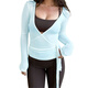 
S.SOFEA2025 spring long-sleeved sweatshirt for women European and American trendy knitted breathable blouse white S