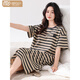 Victoria's style 2025 new nightgown with chest pad for women's summer cotton short-sleeved thin striped mid-length pajamas home clothes skirt with chest pad 14103 L 165 Recommended weight 100-120 Jin [Jin equals 0.5 kg]