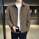 Spring and Autumn Jacket Men's 2026 New Style Young Handsome Fashion Brand Buckskin Velvet Autumn Clothes Men's Jacket Brown 2XL Recommended 130-145Jin Jin equals 0.5kg