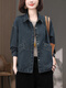 AEMAPE high-end short denim jacket for women 2025 spring and autumn new casual and versatile design middle-aged European jacket top denim blue M suitable for weight of 118 Jin [Jin equals 0.5 kg]