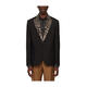 Versace Men's Rivet Logo Blazer Point Lapelera de la solapa hombrera Hebilla de hebilla informal Negra Única IT-48