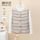 Snow Flying (SNOWFLYING) short inner down jacket vest for women 2025 new style thin fashionable V-neck vest warm autumn and winter coat white apricot rice L 105-120Jin Jin equals 0.5 kg