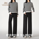 Ying's autumn unsupported belly widened waist maternity wear loose wide-leg pants high elasticity comfortable outer wear lazy pants black gray L