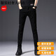 
SATCHI light luxury Hong Kong high-end non-disappearing black plus velvet jeans for men slim feet autumn and winter elastic casual 1048 black and gray slim feet 28
