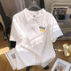 Meters Bonwe heavy polo shirt short-sleeved men's ins fashion brand summer loose cotton versatile half-sleeved T-shirt lapel top [3894*AND label]-Black L 110-130Jin [Jin equals 0.5 kg]