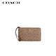 COACH Brand Direct Supply Women's Small Coin Purse Wrist Bag Khaki Presbyopia with Brown CZ277