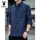 Playboy (Playboy) American Plaid Shirt Jacke für Männer 2025 Frühling, Sommer- und Herbst Trendy Longärmeler Männer Jugend losen lässiges vielseitiges Top K12107 Navy Blue 2xl