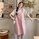 
La Chapelle pink dress strap skirt suit for women 2025 summer new girl age-reducing striped T-shirt two-piece set T-shirt + strap skirt S