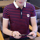 
LA HaiLan Home (HLA) same summer business casual men's short-sleeved T-shirt lapel striped polo shirt we7029 striped white M