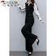 Tucano; Specht Frühlings- und Sommer-Jumpsuit Frauen 2025 Frühling neuer koreanischer Mode-Fashion Casual Black Jumpsuit High Taille Wide Legs Set Black Stripe 345 Dünn S 80-95Jin [Jin gleich 0,5 kg]