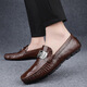 Ink kiss him and her live broadcast crocodile pattern beans shoes lazy driving shoes British casual men's leather shoes cowhide 15888 black 38