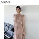SNIDEL2025秋冬新品优雅荷叶边纯色收腰小飞袖连衣裙SWFO254287 粉米色 L （2）