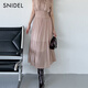 SNIDEL2025秋冬新品优雅荷叶边纯色收腰小飞袖连衣裙SWFO254287 粉米色 L （2）
