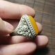Ruoximeng antique antique Qing Dynasty style chicken fat yellow beeswax ring ring old silver inlaid open silver ring pure silver ring ring antique antique Qing Dynasty style chicken fat yellow beeswax ring face